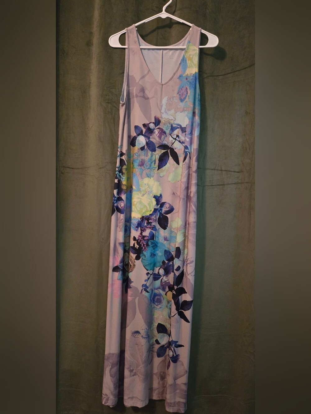 Floral Maxi Dress in Lavender with Blue Accents